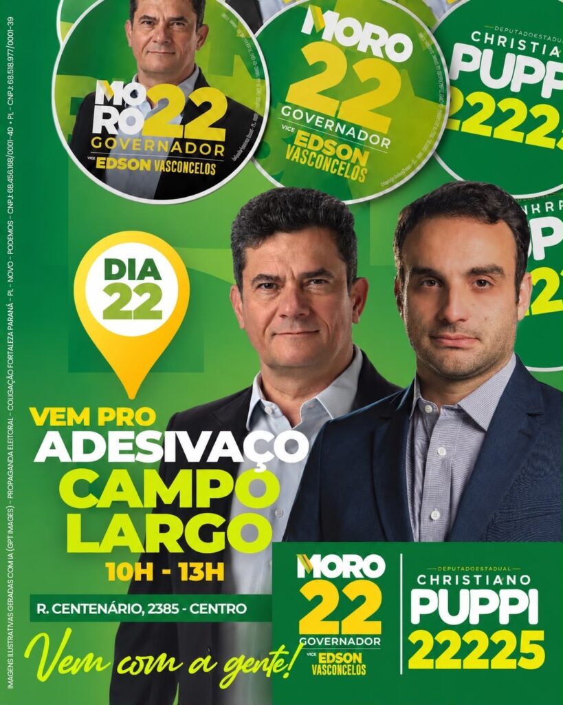 Adesivaço movimenta campanha de Christiano Puppi neste sábado (22) em Campo Largo